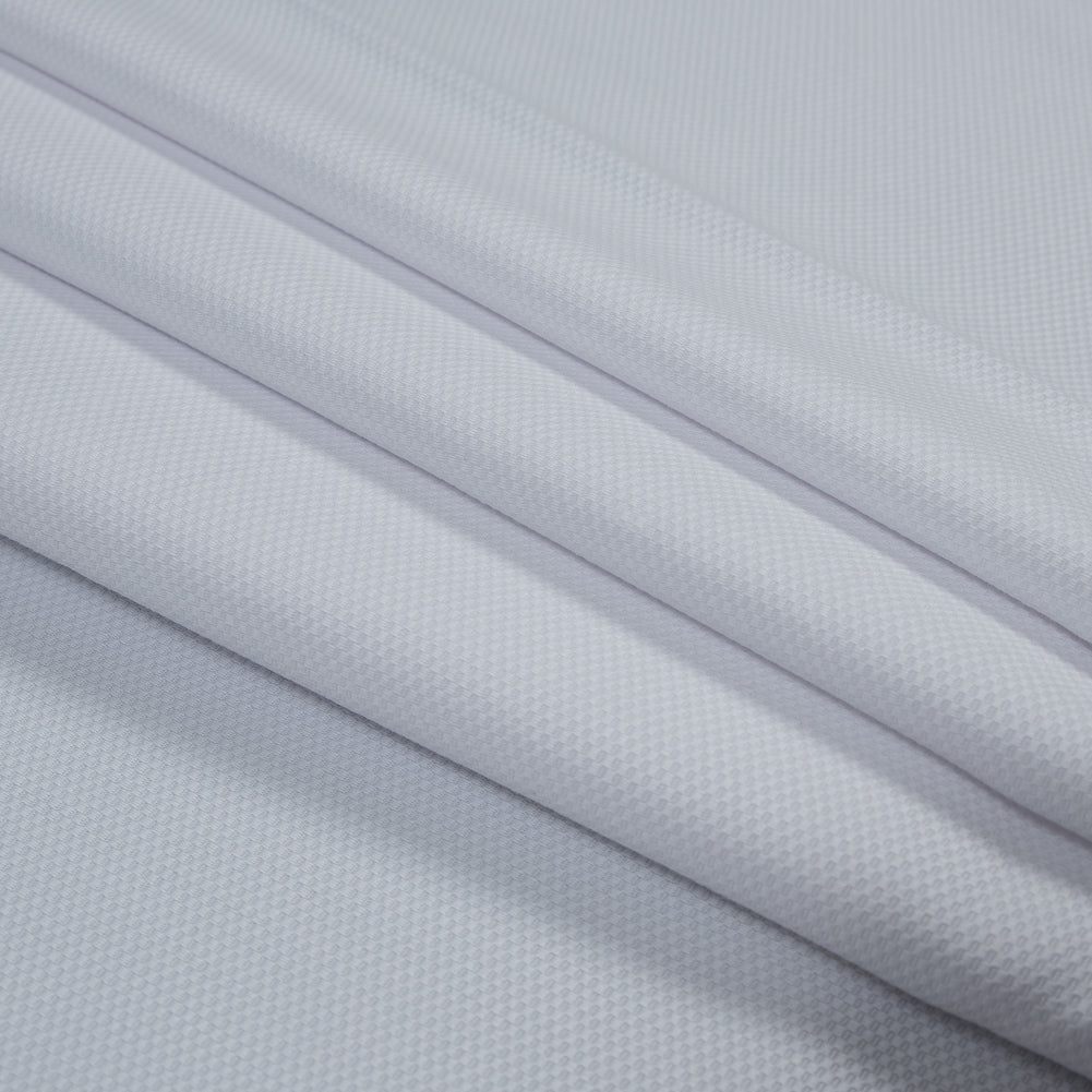 White Stretch Woven Cotton Pique Detail