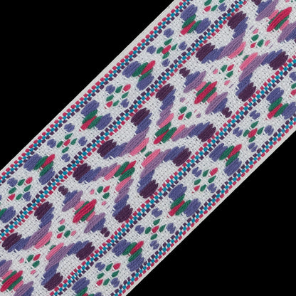 Purple and White Multicolor Jacquard Ribbon - 2" Detail