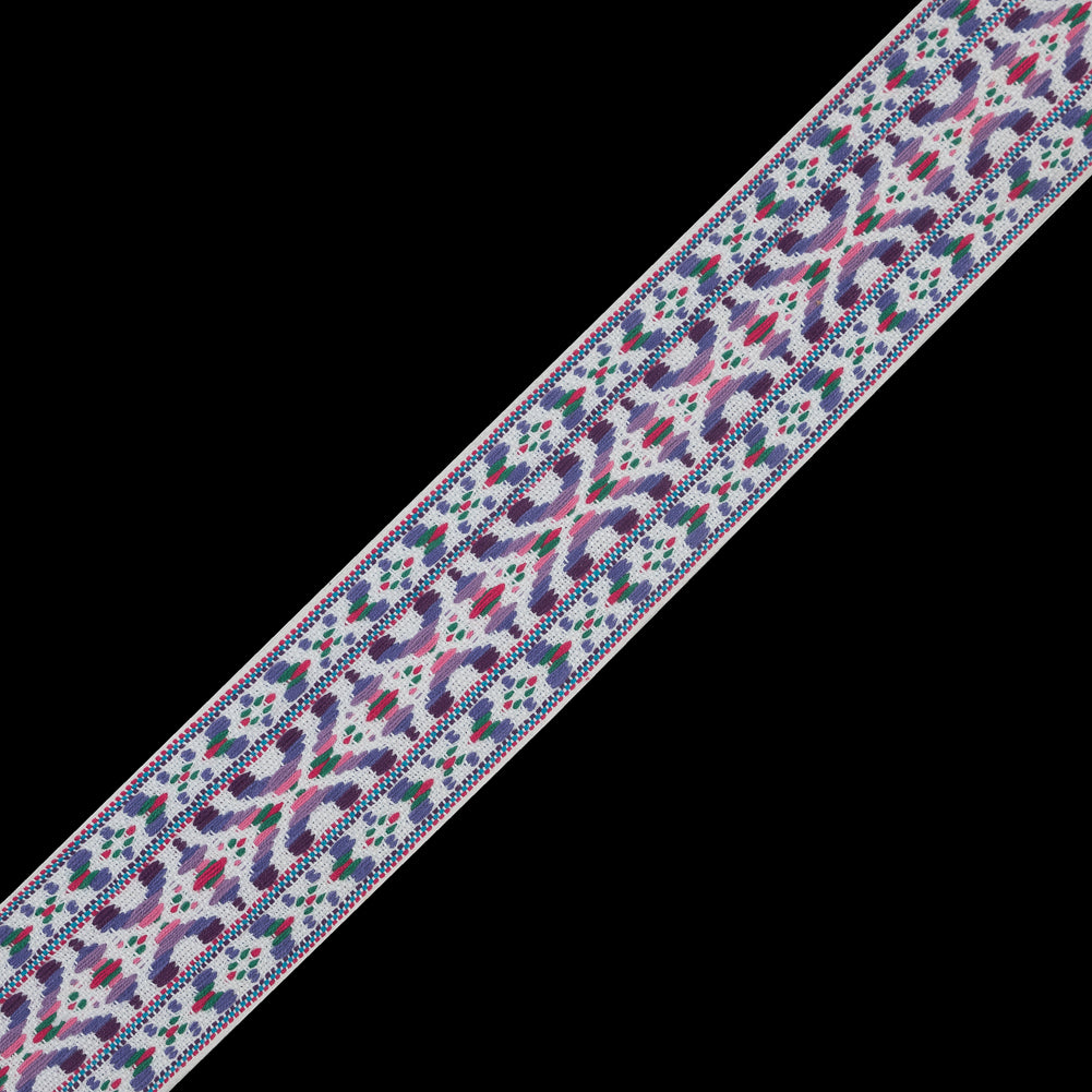Purple and White Multicolor Jacquard Ribbon - 2"