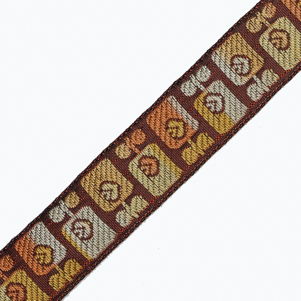 Orange and Rust German Jacquard Ribbon - 0.875" Detail
