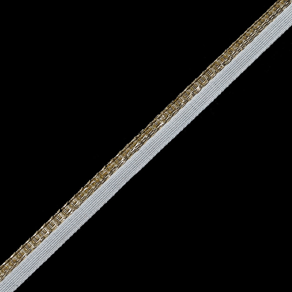 Gold Metallic Cord with White Lip - 0.25" Detail