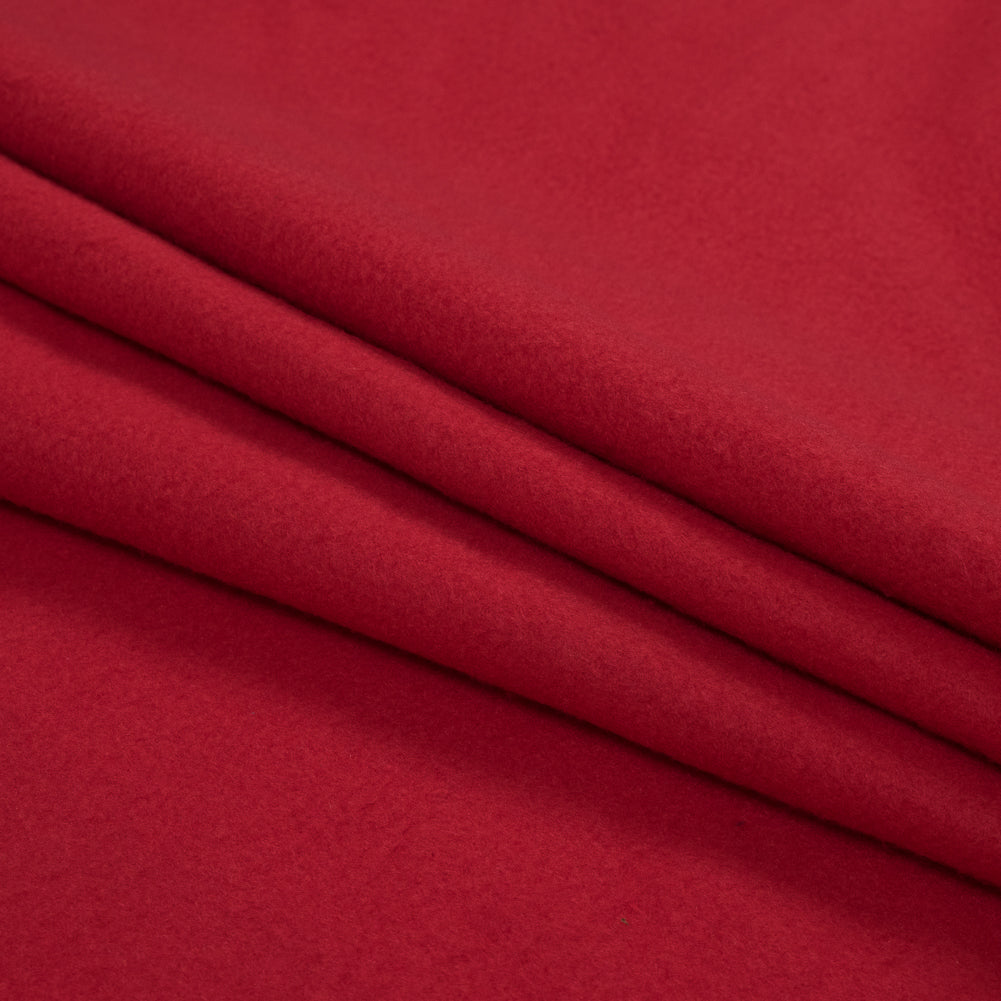 Cotton and Polyester Brushed Fleece - Rich Red Detail