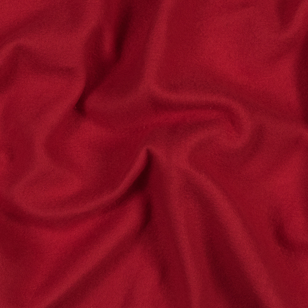 Cotton and Polyester Brushed Fleece - Rich Red