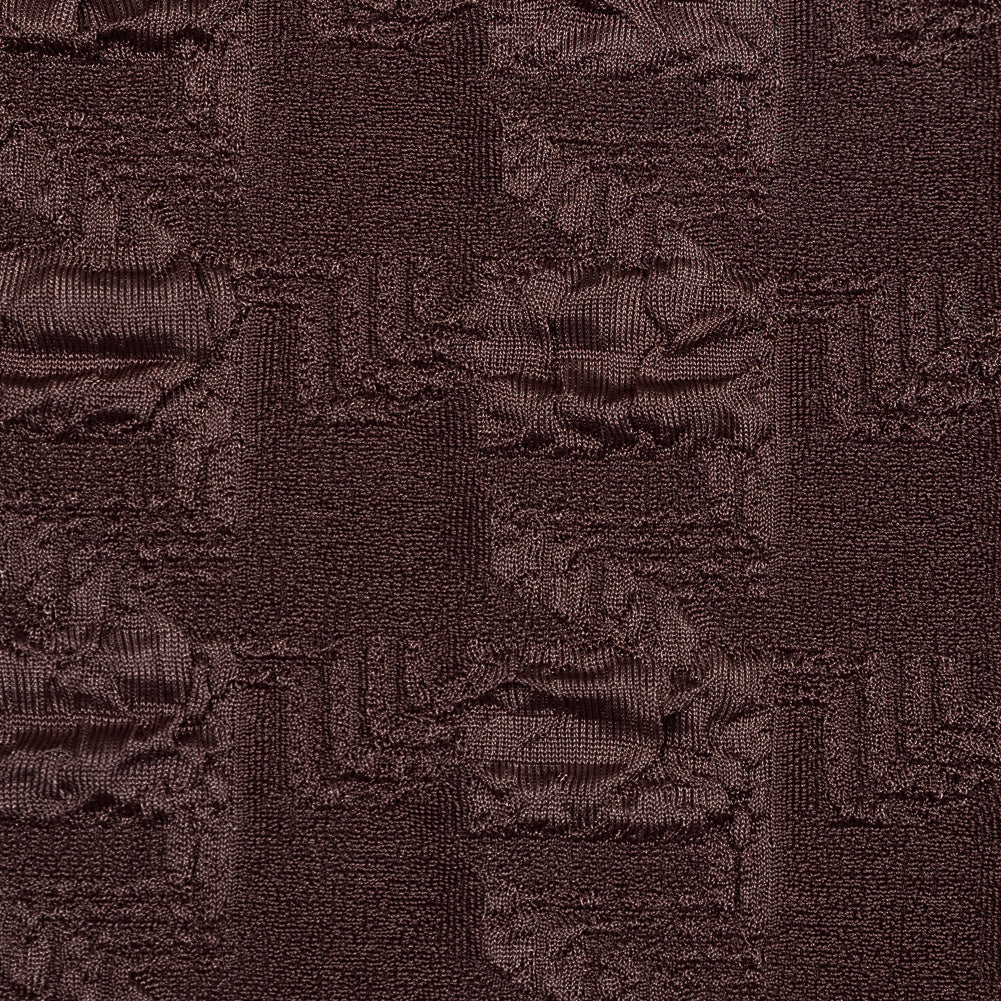 Brown Dimensional Checkered Stretch Knit Detail