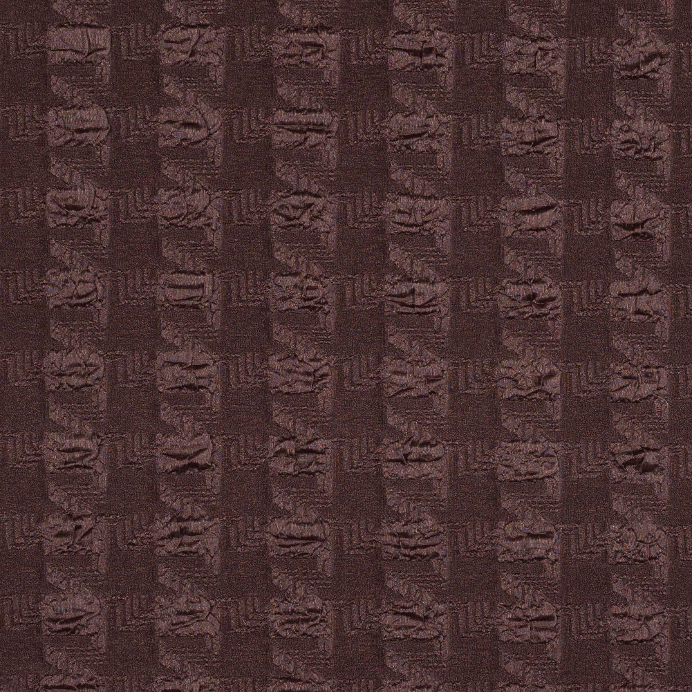 Brown Dimensional Checkered Stretch Knit