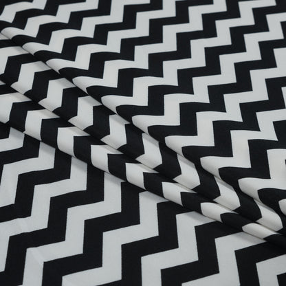 Black and White Zig Zag Printed Polyester Jersey Detail