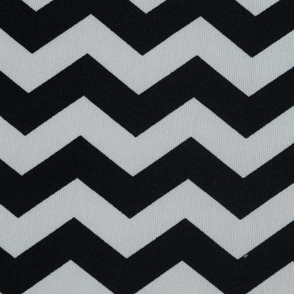 Black and White Zig Zag Printed Polyester Jersey Full