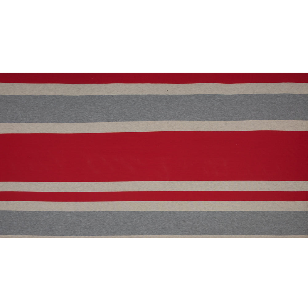 Red, Oatmeal and Gray Awning Striped Jersey Folded