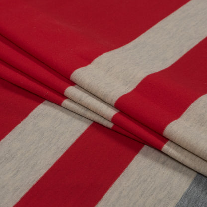Red, Oatmeal and Gray Awning Striped Jersey Detail