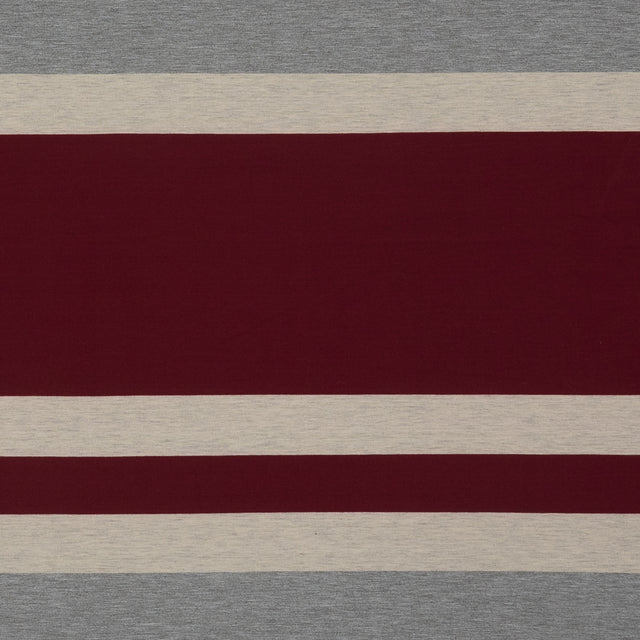 Burgundy, Oatmeal and Gray Awning Striped Jersey