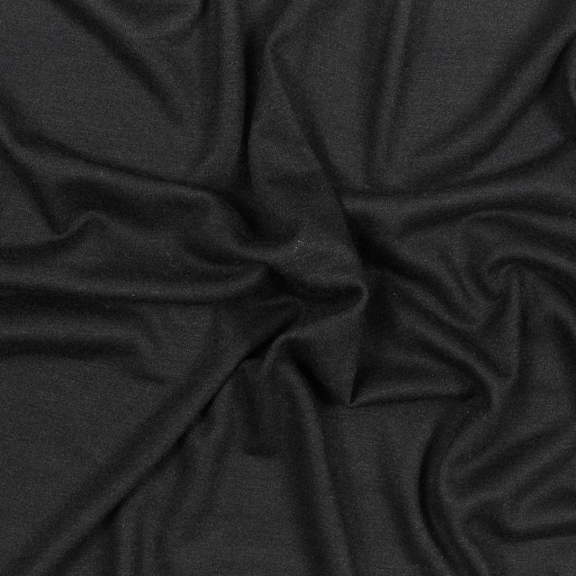 Black Knit Wool Twill