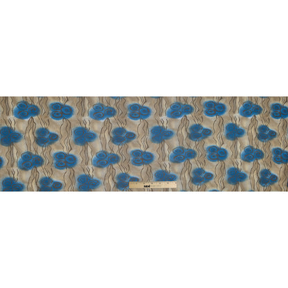Blue and Beige Printed Polyester Mesh Full