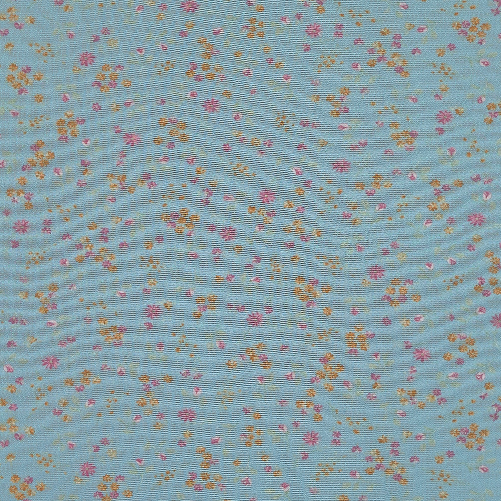 Blue, Pink and Orange Floral Polyester Mesh