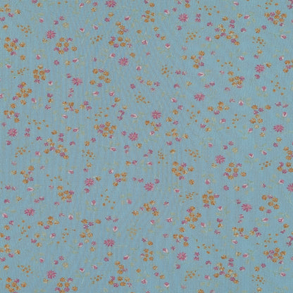 Blue, Pink and Orange Floral Polyester Mesh