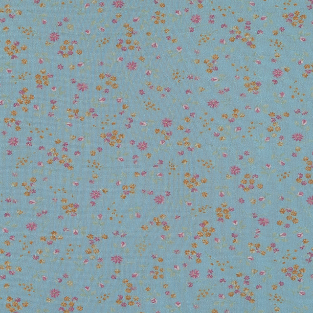 Blue, Pink and Orange Floral Polyester Mesh