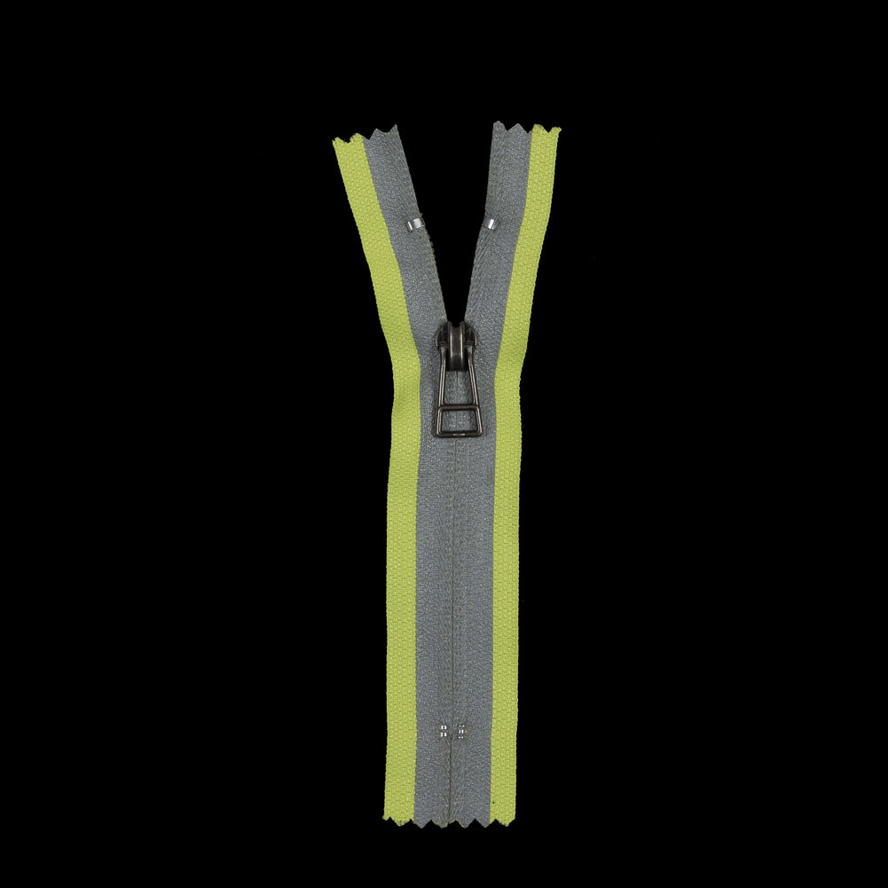 #5 Invisible Fluorescent Yellow Reflective Zipper - 5" Detail