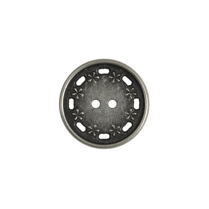 Antique Silver Floral Metal 2-Hole Button - 30L/19mm