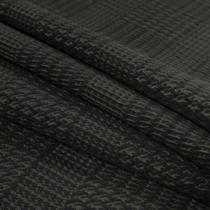 Olive and Black Glen Plaid Stretch Brocade Folded
