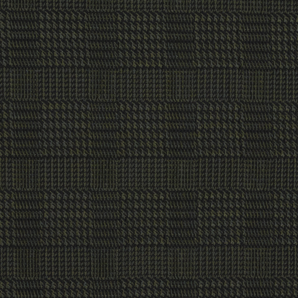 Olive and Black Glen Plaid Stretch Brocade