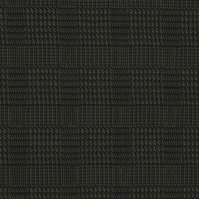 Olive and Black Glen Plaid Stretch Brocade
