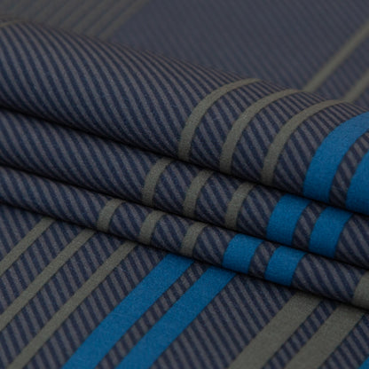 Green Stripe Printed Stretch Polyester Woven Folded