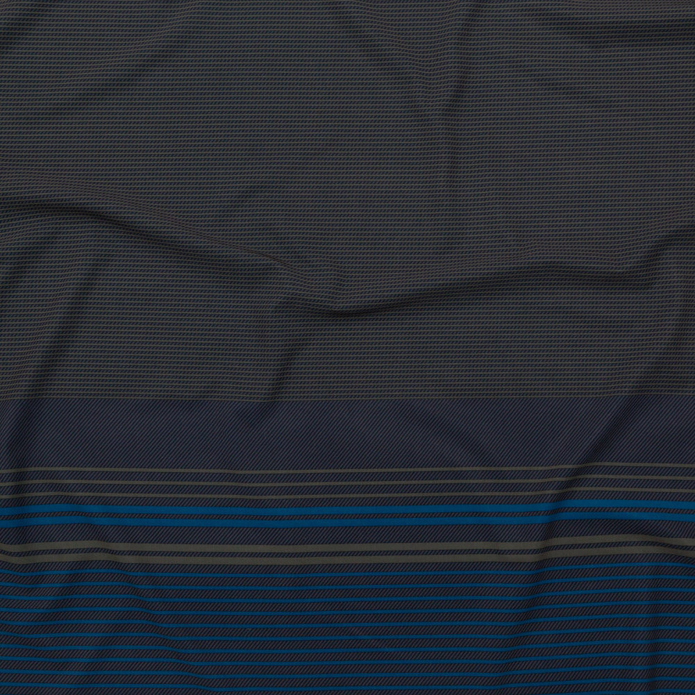 Green Stripe Printed Stretch Polyester Woven
