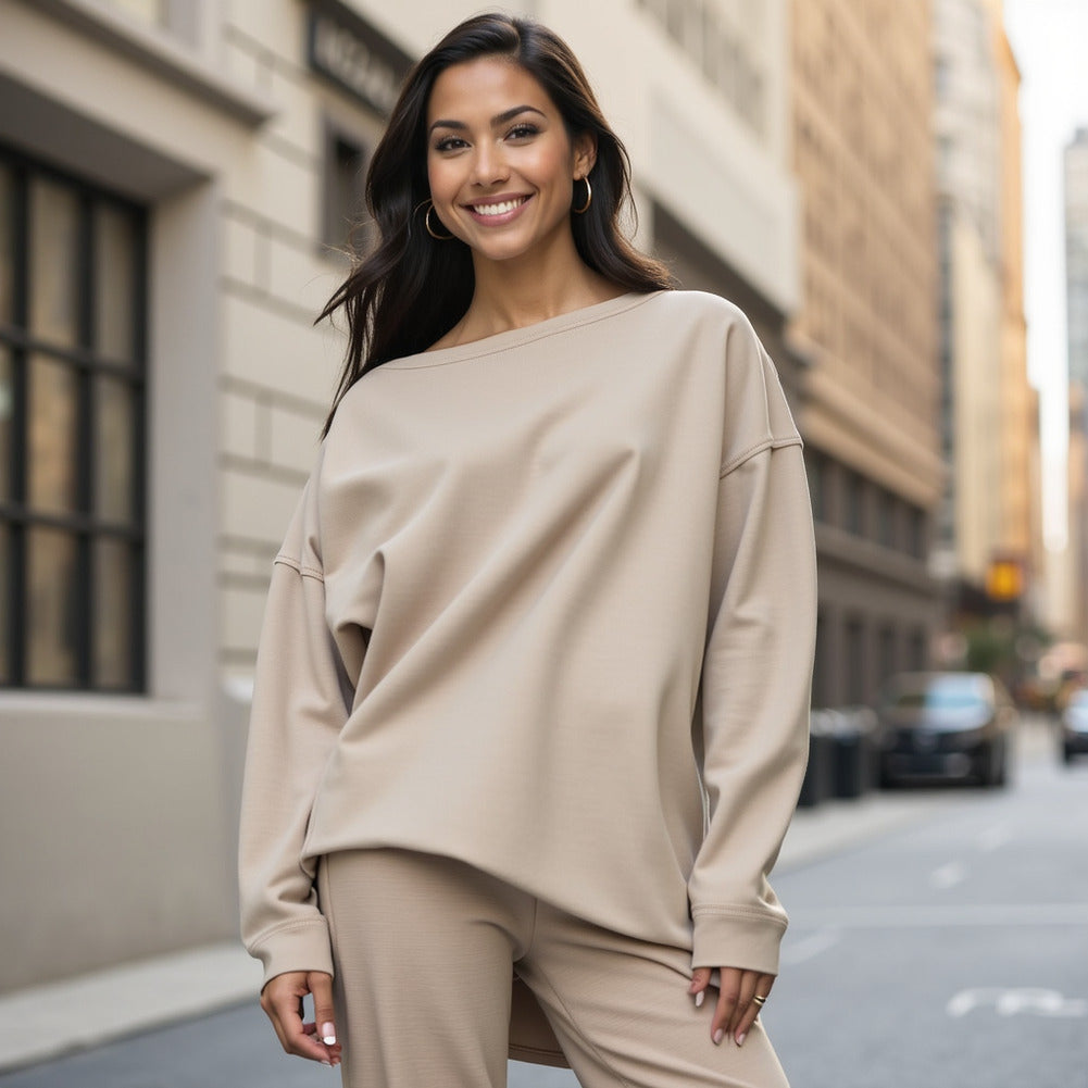 Bamboo Stretch French Terry - Nude - Emei Collection - Editorial