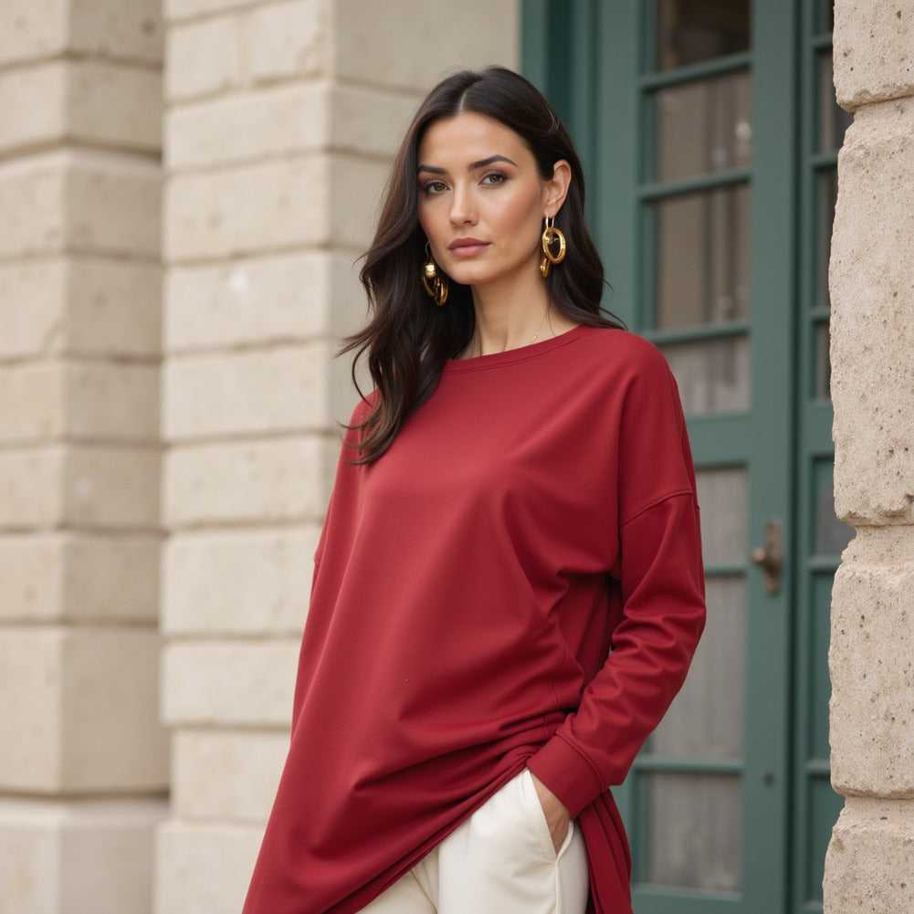 Bamboo Stretch French Terry - Chili - Emei Collection - Editorial