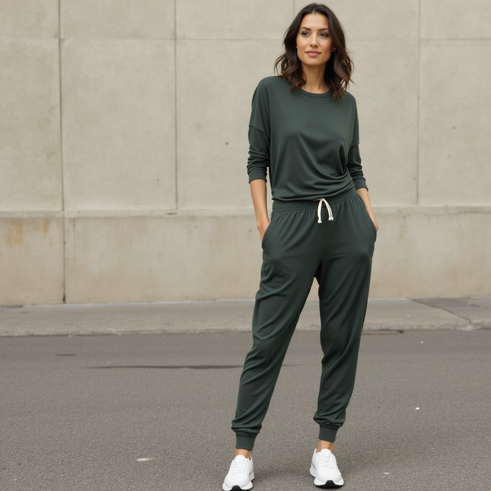 Bamboo Stretch French Terry - Pine - Emei Collection - Editorial