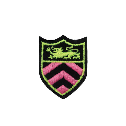 Neon Pink and Green Shield Patch - 2.5" x 2"