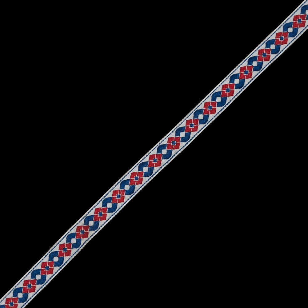 Red, White and Blue German Jacquard Ribbon - 0.625"