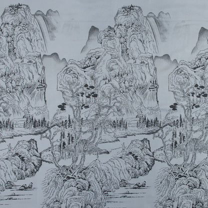 Silver and Black Landscape Jacquard Panel