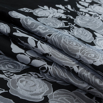 Black and Silver Rose Jacquard Panel Folded