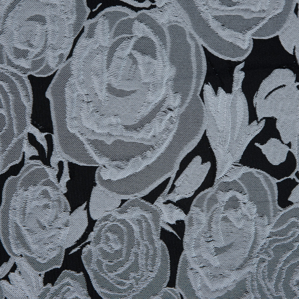 Black and Silver Rose Jacquard Panel Detail