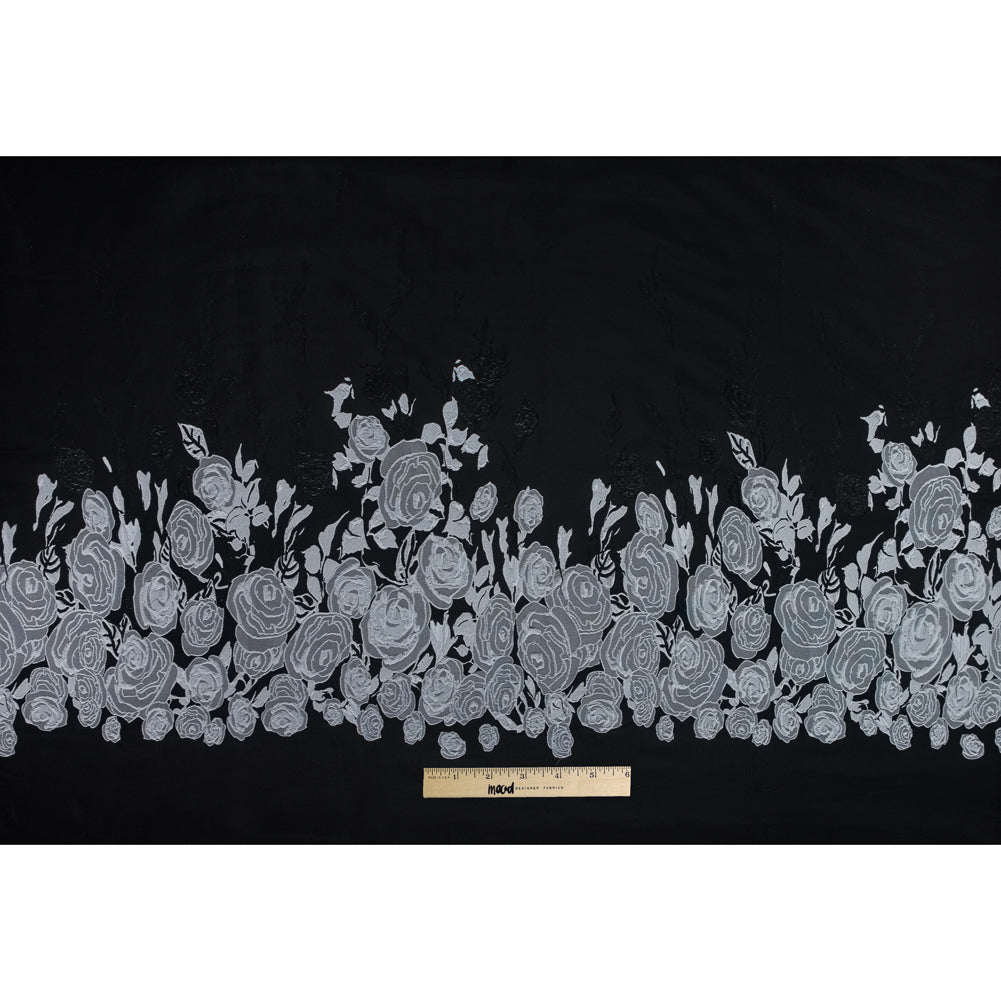 Black and Silver Rose Jacquard Panel Full