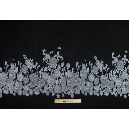 Black and Silver Rose Jacquard Panel Full