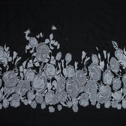 Black and Silver Rose Jacquard Panel