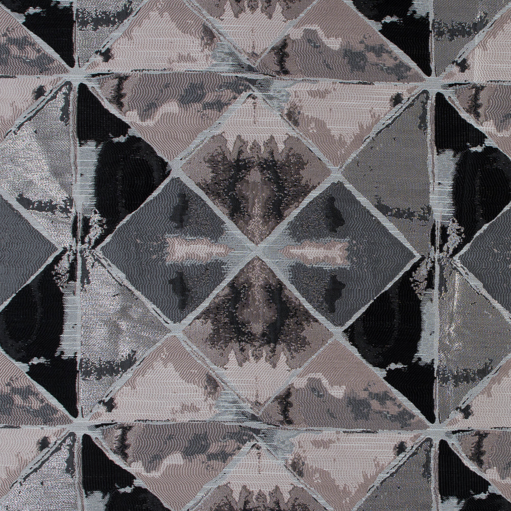 Pink, Silver and Black Abstract Diamond Brocade