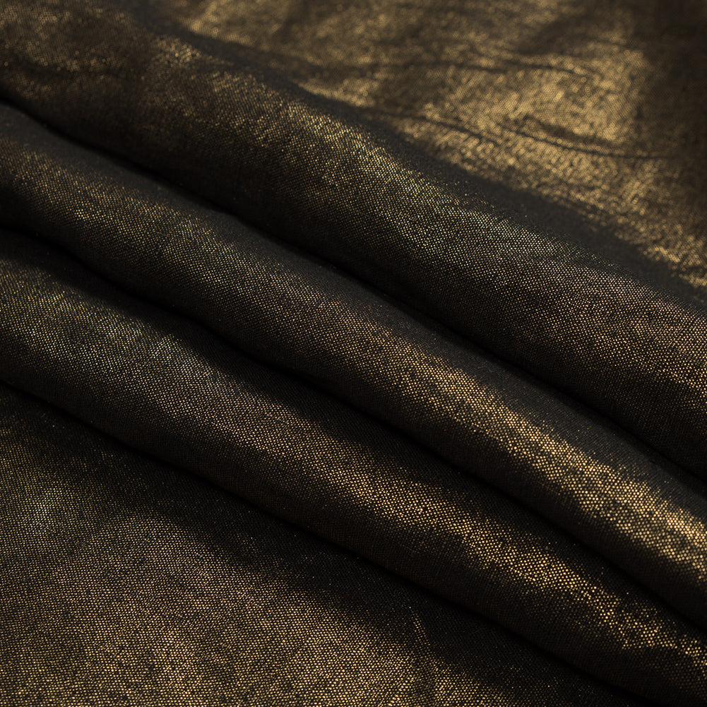 Simone Black Lightweight Woven with Metallic Gold Foil Detail