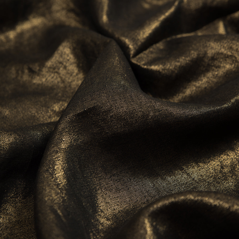 Simone Black Lightweight Woven with Metallic Gold Foil Full