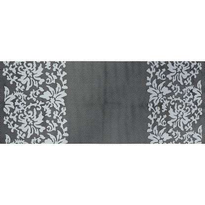 Wonder Mesh with Floral Faux Leather Embroidered Borders - Black and White Full