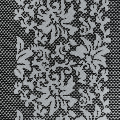 Wonder Mesh with Floral Faux Leather Embroidered Borders - Black and White