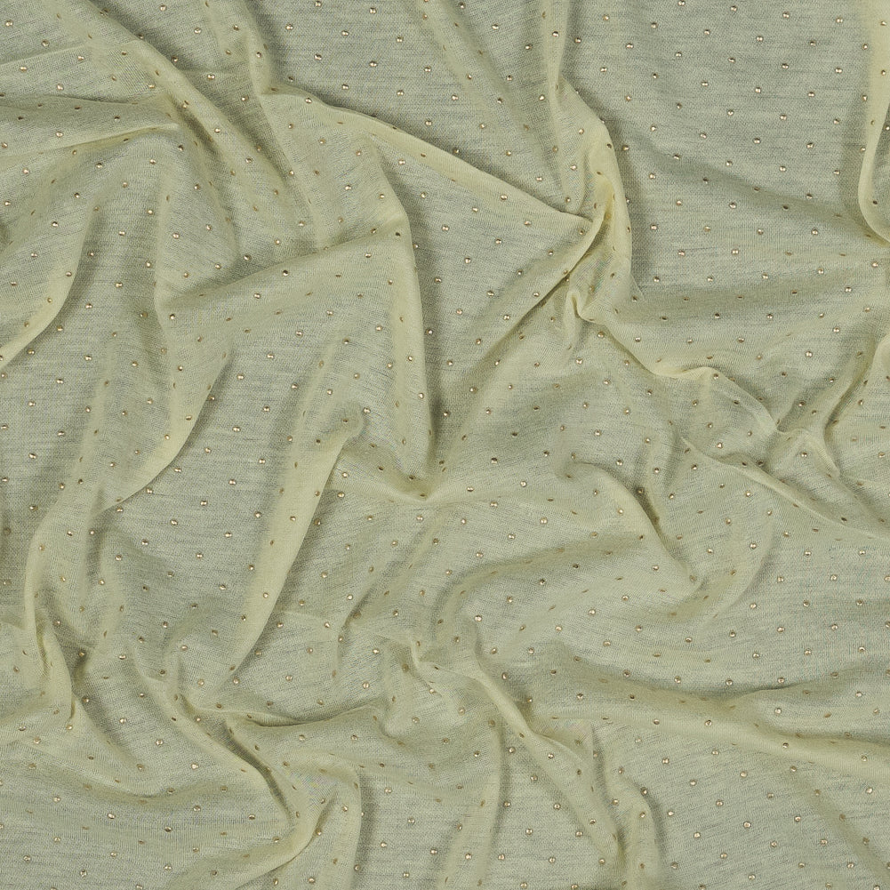 Yellow Gold-Dotted Polyester Jersey