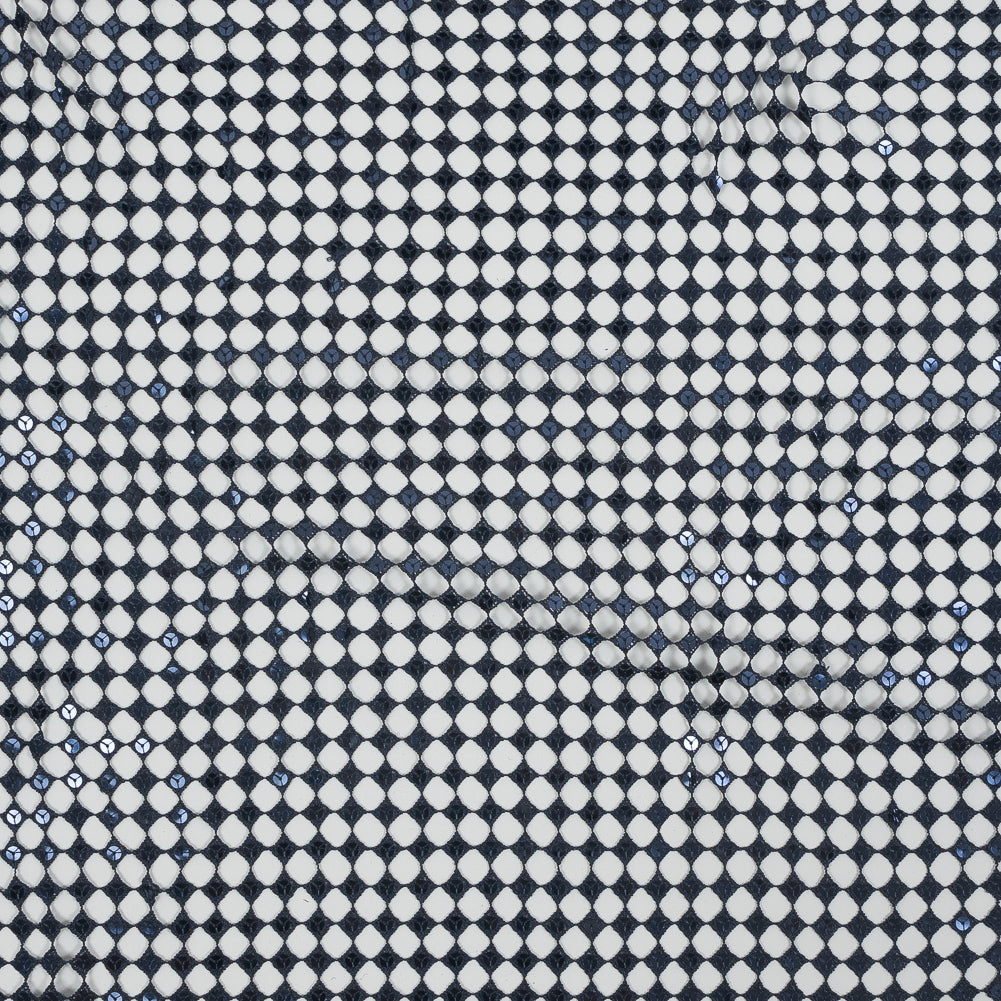 Guipure Lace with Sequins - Navy Geometric