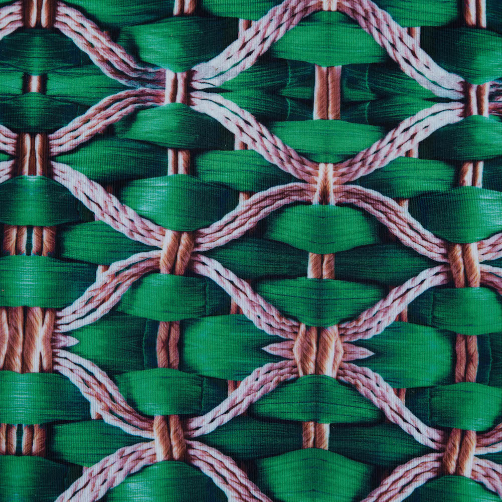 Compression Swimwear Tricot, UV Protective with Aloe Vera Microcapsules - Green Woven Ropes - Caye Collection Full