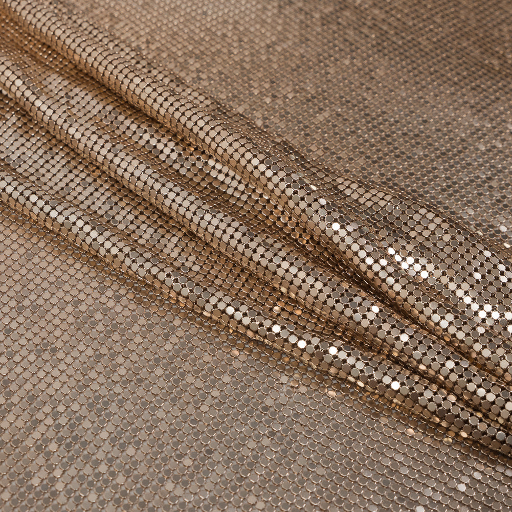 Mood Exclusive Joan Rose Gold Tubular Chainmail Fabric - Folded