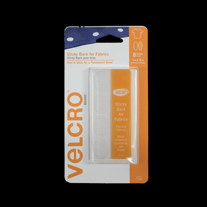 Oval White Sticky Back VELCRO&reg; Tape - 8 Sets