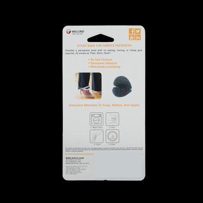 Oval Black Sticky Back VELCRO&reg; Tape - 8 Sets Detail