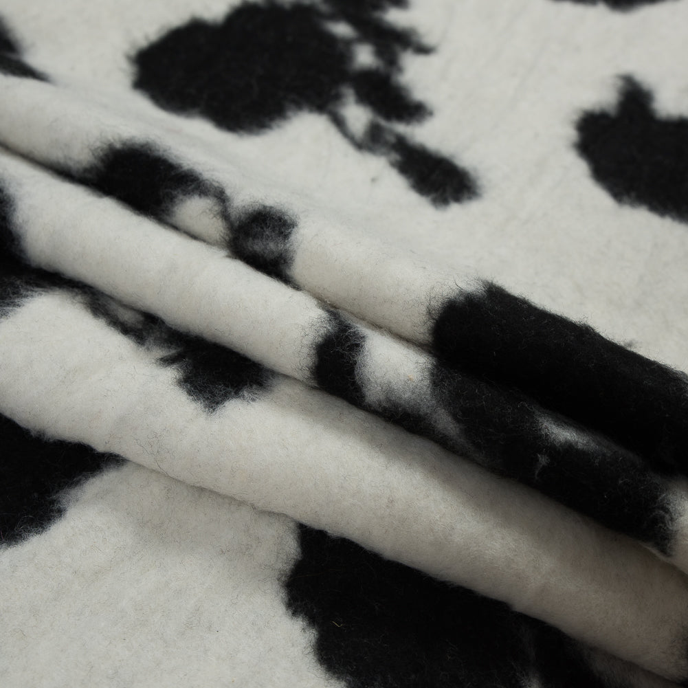Brushed Wool Knit - Off-White and Black Rose Floral - Designer Deadstock Folded