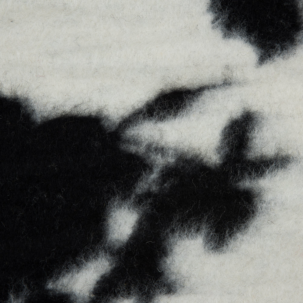 Brushed Wool Knit - Off-White and Black Rose Floral - Designer Deadstock Detail